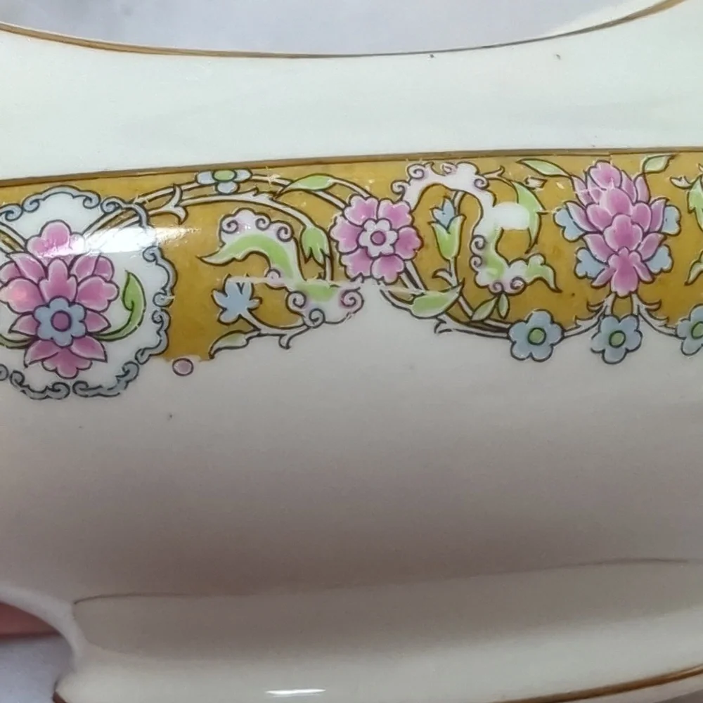 Antique 1890's John Maddox & Sons Porcelain Royal Vitreous Gravy Boat & Plate